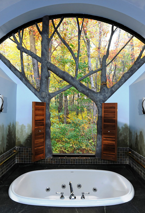 Thiết kế tinh tế của kiến trúc sư dường như đưa cả rừng thu vào trong phòng tắm của ngôi nhà ở Mỹ.